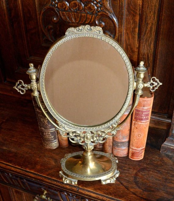 2020 Vintage Large French Brass Vanity Mirror On Stand Pedestal For Antique Brass Standing Mirrors (View 1 of 15)