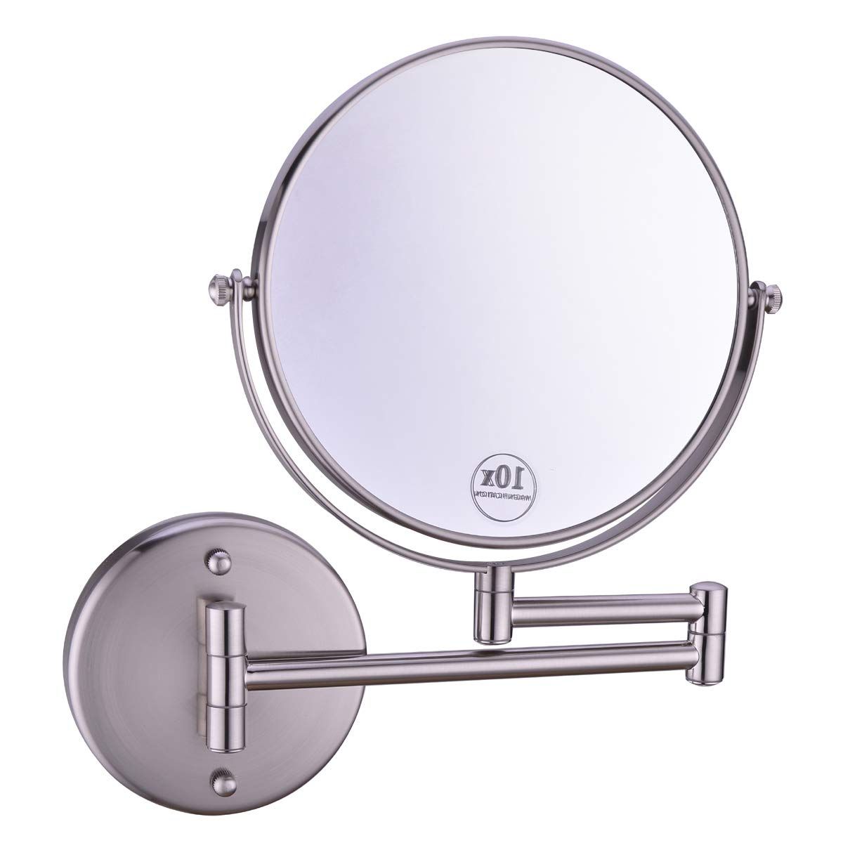 2021 Amazon : Anpean Wall Mounted Makeup Mirror 10x Magnification With 8 Throughout Single Sided Polished Nickel Wall Mirrors (View 1 of 15)