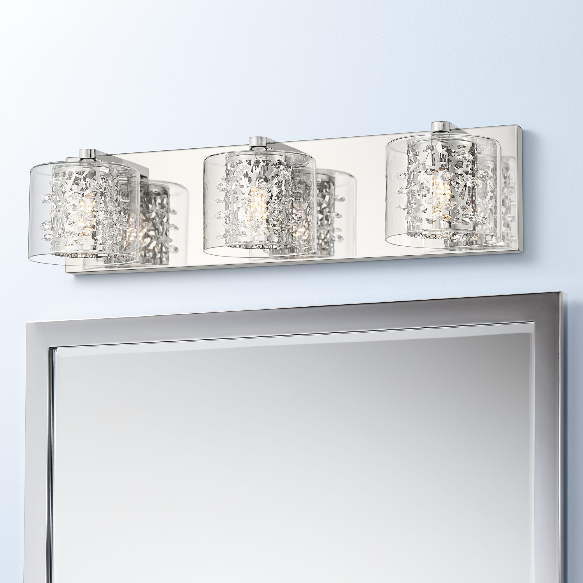 2021 Clear Wall Mirrors Within Possini Euro Design Modern Wall Light Led Chrome Hardwired 20 1/2" Wide (View 1 of 15)