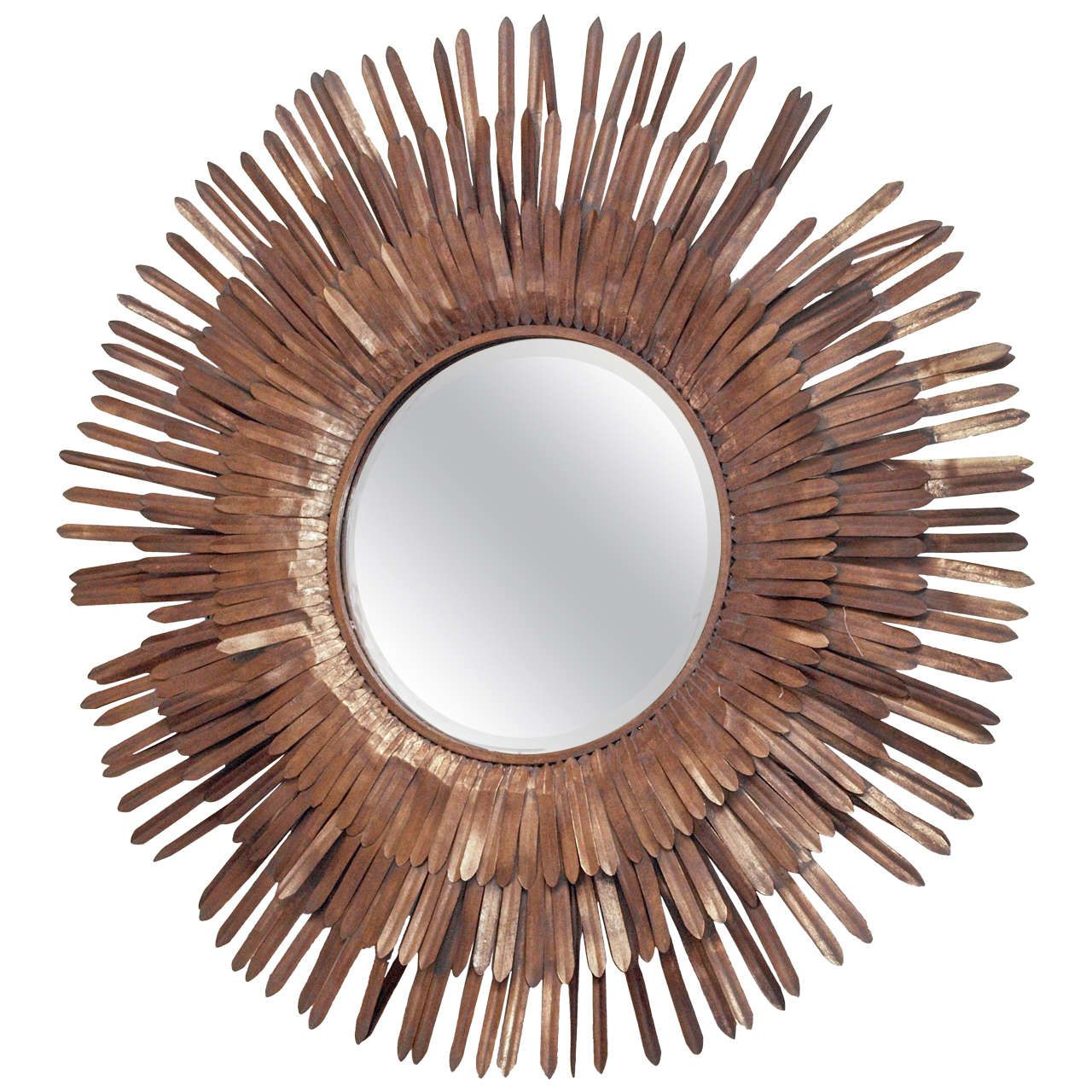 20th Century Italian Sunburst Gilt Metal Beveled Mirror For Sale At 1stdibs With Regard To Famous Twisted Sunburst Metal Wall Art (View 5 of 15)