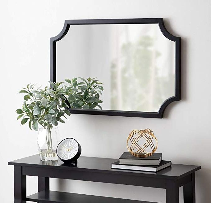 Amazonsmile: Kate And Laurel Hogan Scallop Corners Wood Framed Mirror Within Most Current Black Wood Wall Mirrors (View 7 of 15)