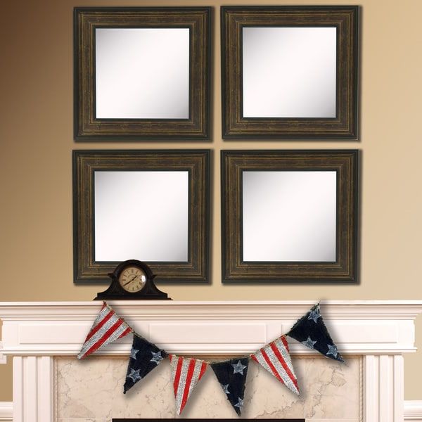 American Made Rayne Bronze And Black Square Wall Mirror Set – Bronze For Current Black Square Wall Mirrors (View 10 of 15)