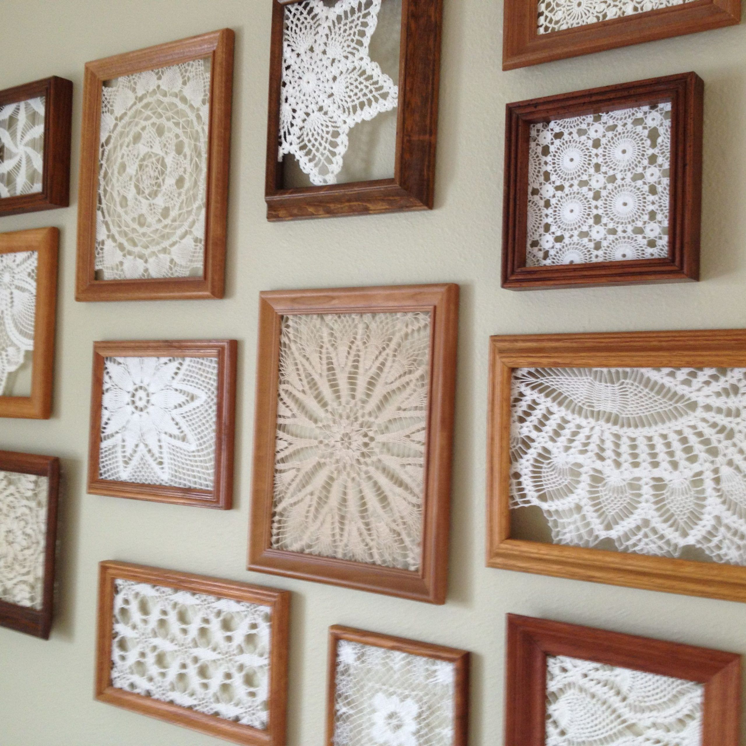 An Inexpensive Way To Fill A Big, Blank Wall – Thrifted Frames With Pertaining To Best And Newest Lace Wall Art (View 2 of 15)