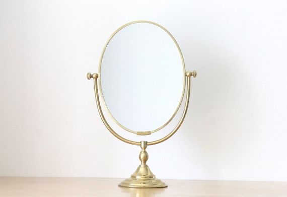 Antique Brass Standing Mirrors In Most Recent Vintage Brass Standing Vanity Mirror (View 12 of 15)