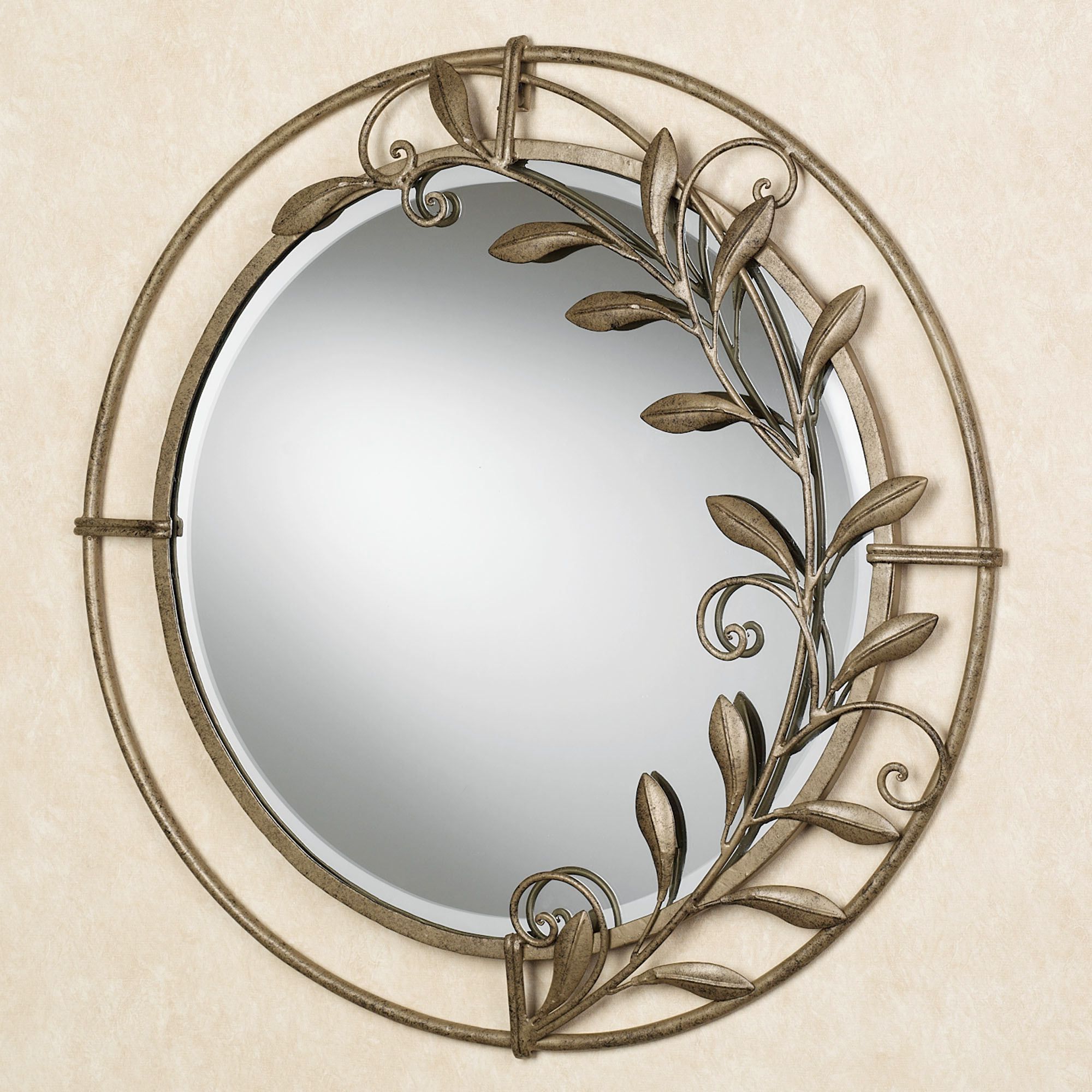 Antiqued Glass Wall Mirrors With Regard To Famous Galeazzo Antique Gold Round Metal Wall Mirror (View 11 of 15)