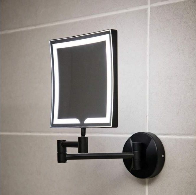 Best And Newest Black Square Wall Mirrors With Regard To Square Wall Mounted Led Make Up Mirror In Black – Plumbworkz (View 12 of 15)