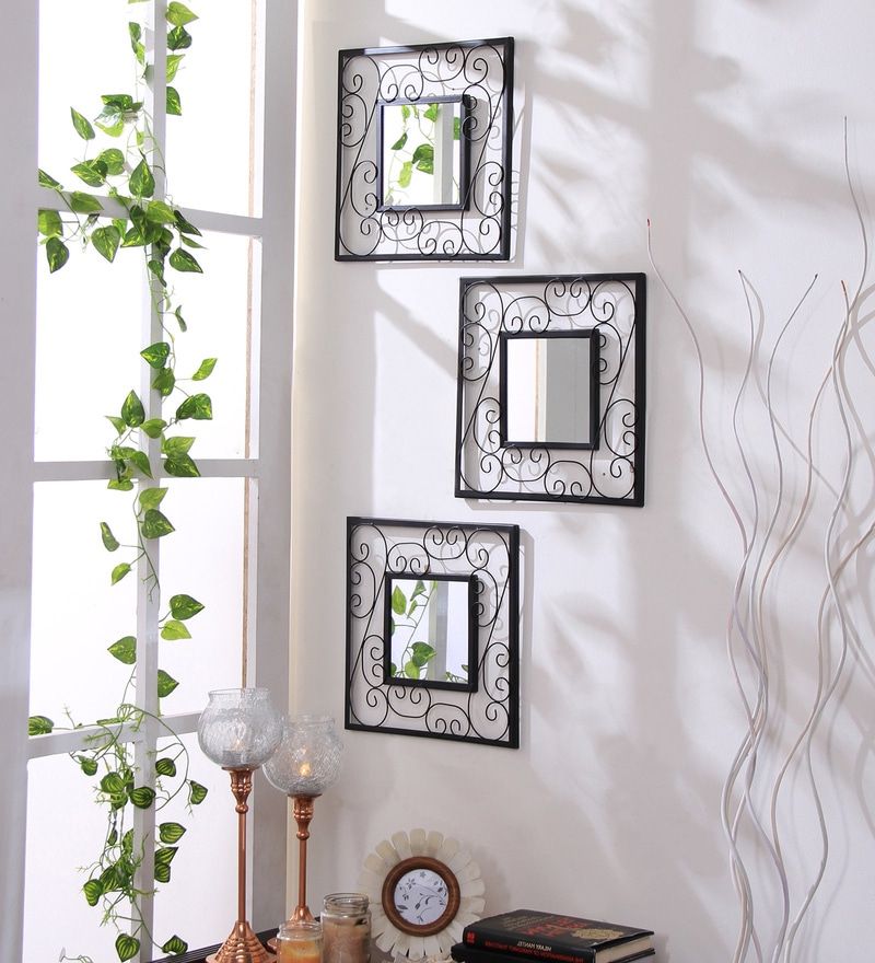 Best And Newest Buy Iron Square Wall Mirror In Black Colourhosley Online – Square Regarding Black Square Wall Mirrors (View 7 of 15)