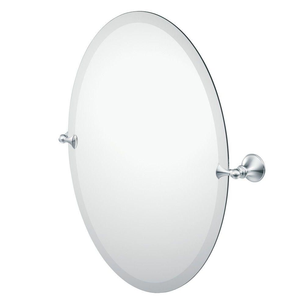 Best And Newest Ceiling Hung Satin Chrome Oval Mirrors Throughout Moen Glenshire 26 In. X 22 In (View 3 of 15)