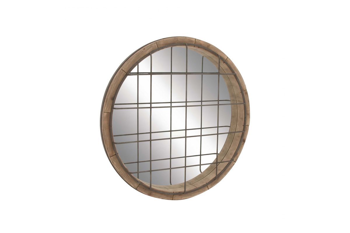 Best And Newest Round Grid Wall Mirrors Inside Farmhouse Rustic 48" Round Wire Cage Wall Mirroruma (View 15 of 15)