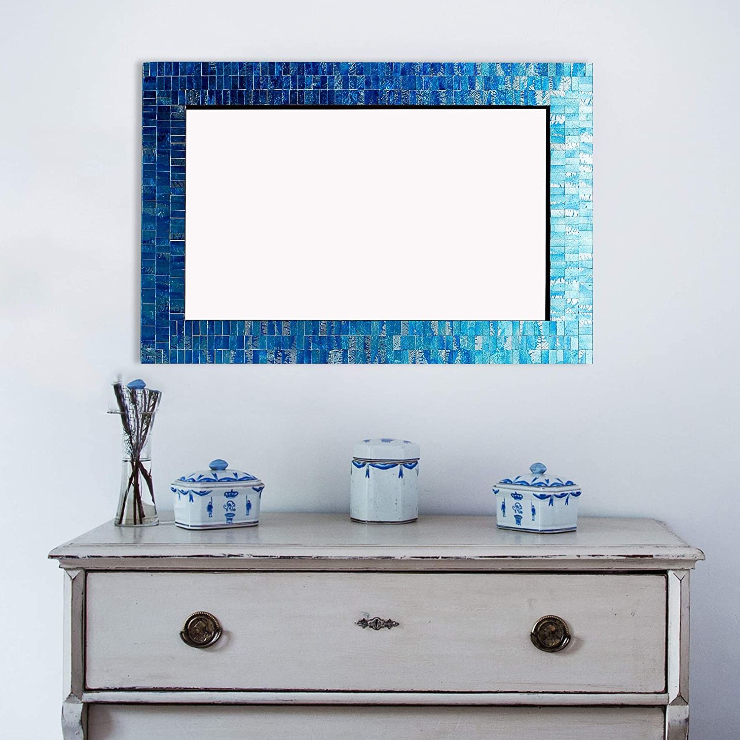 Best Craftter Blue Wall Mirror Decorative Hanging Mirror India 2020 Inside Trendy Glossy Blue Wall Mirrors (View 5 of 15)