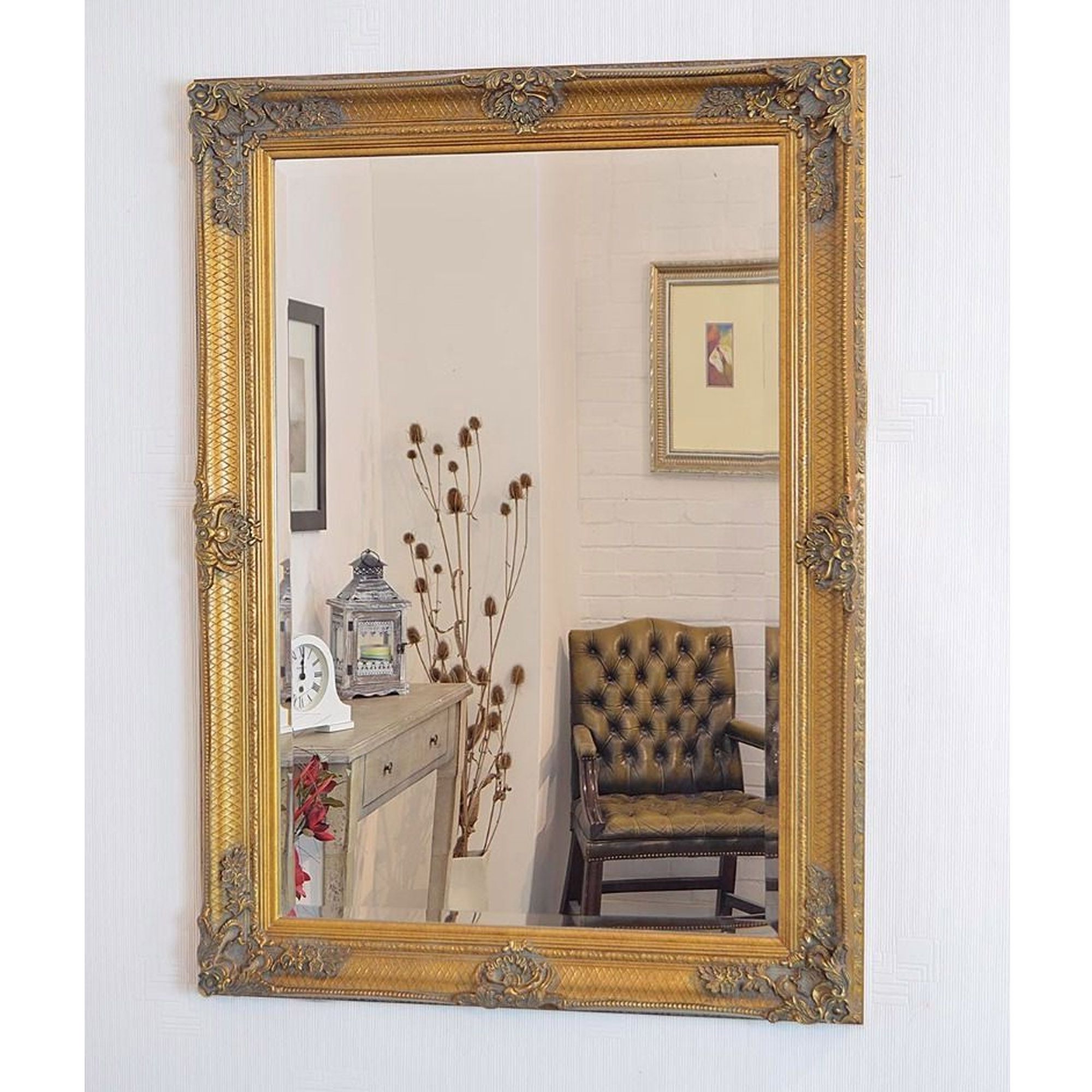 Beveled Gold Ornate Antique French Wall Mirror Regarding Current Antiqued Glass Wall Mirrors (View 7 of 15)