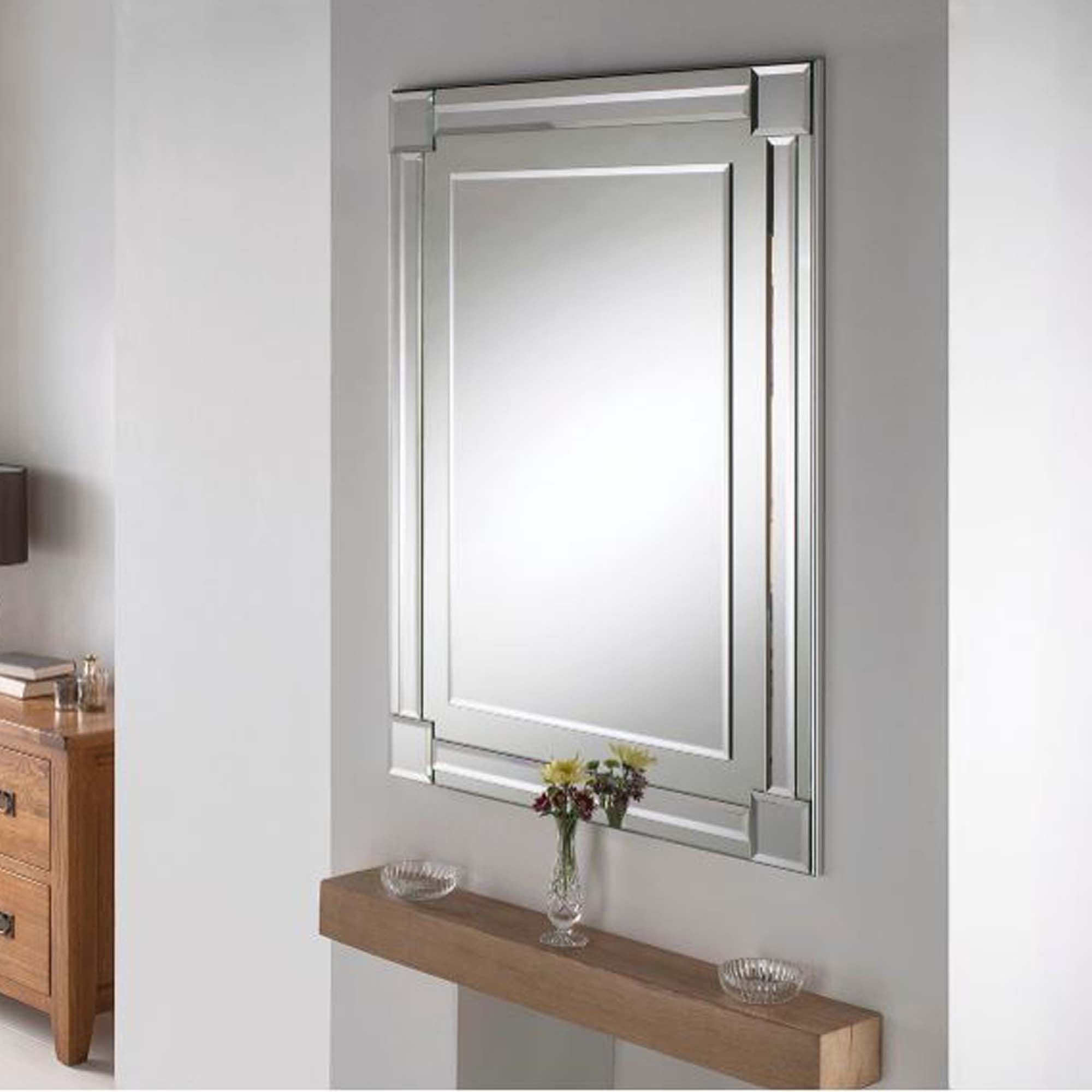 Bevelled Contemporary Rectangular Silver Wall Mirror (View 10 of 15)