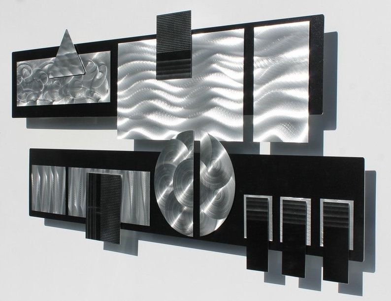 Black & Silver Modern Metal Wall Sculpture Silver (View 11 of 15)