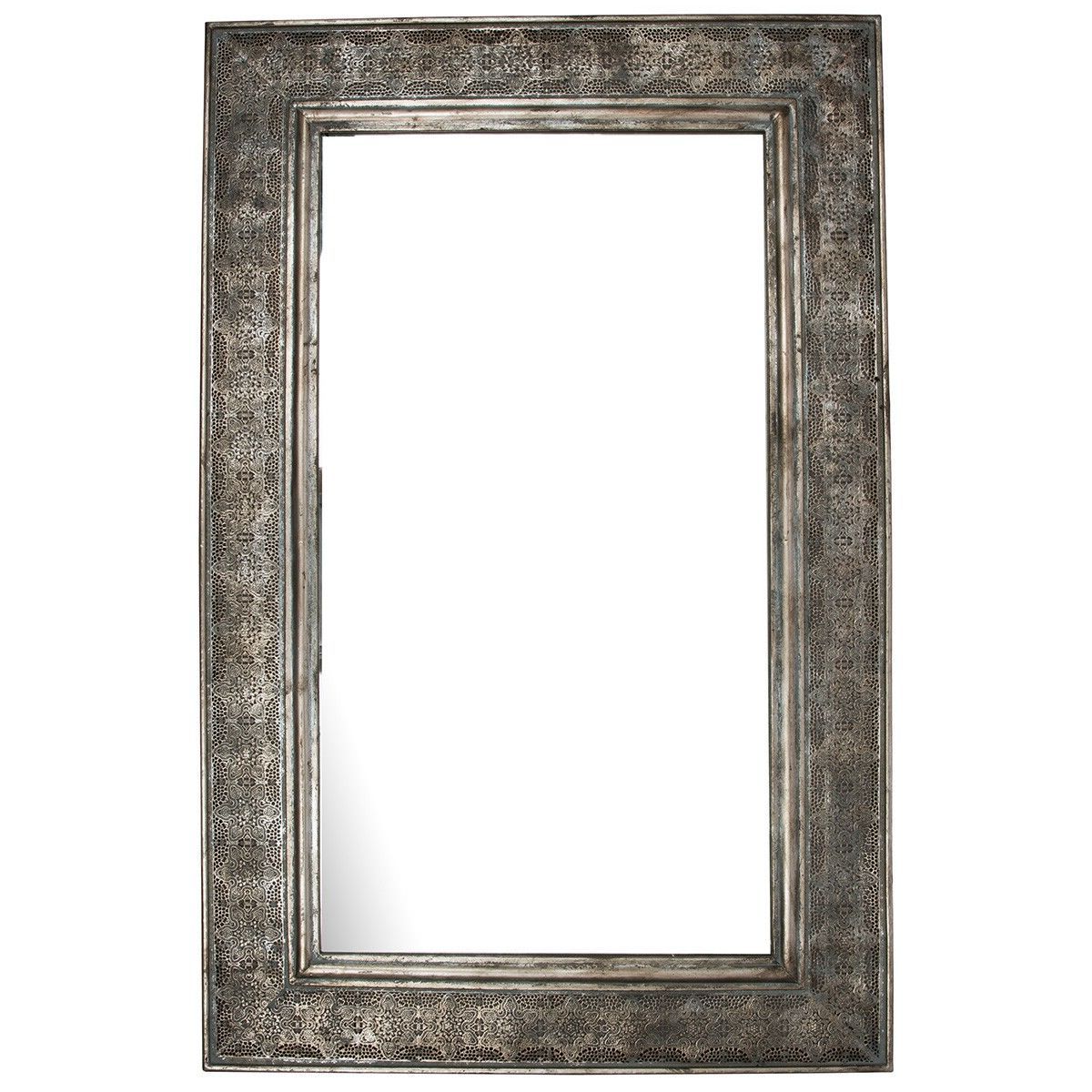 Brass Iron Framed Wall Mirrors Intended For Most Current Miers Cutout Metal Frame Rectangular Wall Mirror, 123cm, Patina Silver (View 11 of 15)