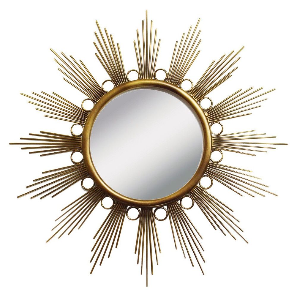 Brass Sunburst Wall Mirrors Throughout Most Popular Sunburst Metal Galaxy Decorative Wall Mirror Gold – Ptm Images, Yellow (View 2 of 15)