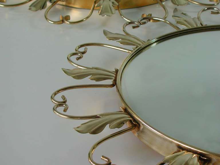 Brass Sunburst Wall Mirrors With 2020 Pair 1950s French Brass Sunburst Convex Wall Mirrors At 1stdibs (View 14 of 15)
