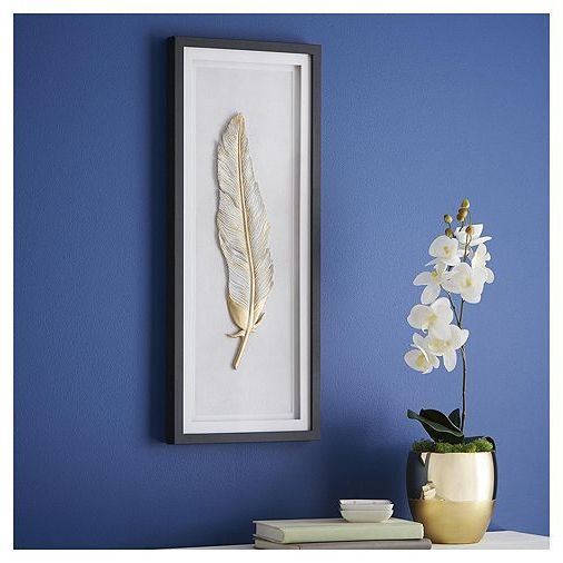 Brushed Gold Wall Art With Regard To Widely Used Tesco Direct: Fox & Ivy Gold Brushed Feather Wall Art (View 3 of 15)