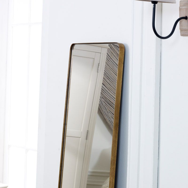 Brushed Gold Wall Mirrors For Widely Used Tall Brushed Gold Framed Wall Mirror / Leaner Mirror (View 11 of 15)