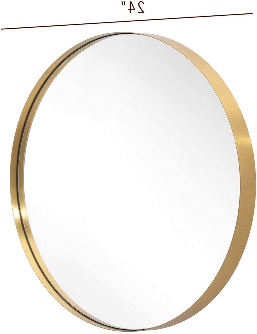 Brushed Gold Wall Mirrors With Famous Amazon: Wall Mirror 24'' Brushed Gold Round Metal Stainless Steel (View 10 of 15)