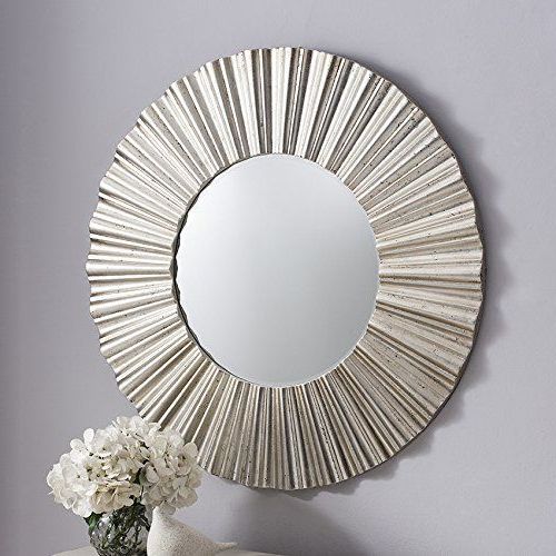 Cardew Large Radial Silver Leaf Round Wall Overmantle Mirror – 36 Regarding Popular Silver Leaf Round Wall Mirrors (View 15 of 15)