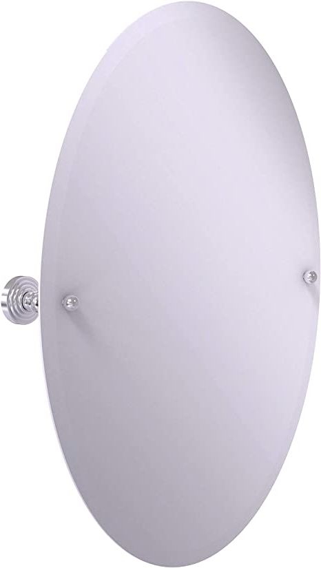 Ceiling Hung Satin Chrome Oval Mirrors With Famous Amazon: Allied Brass Wp 91 Frameless Oval Tilt Beveled Edge Wall (View 11 of 15)