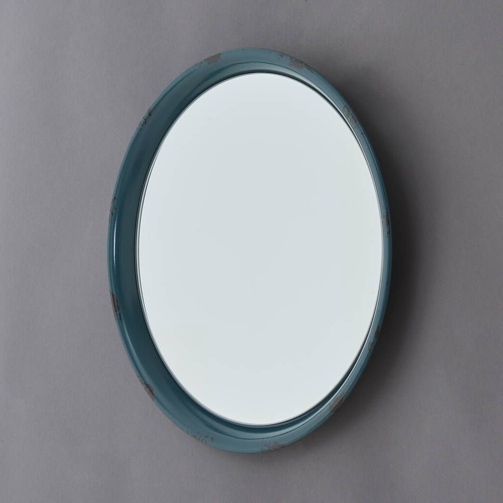 Charon Blue Round Metal Framed Mirrorhorsfall & Wright With Most Recently Released Glossy Blue Wall Mirrors (View 6 of 15)