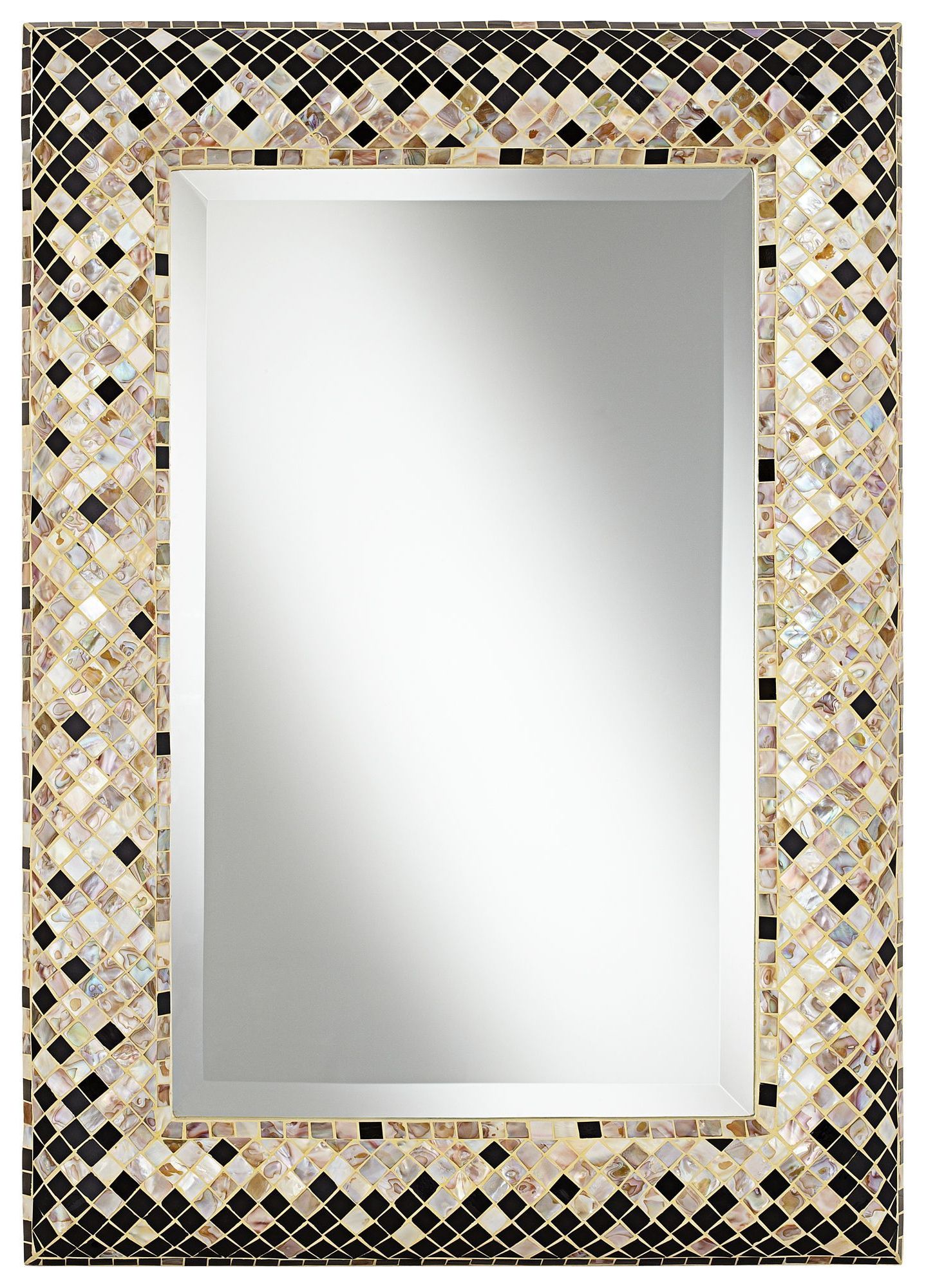 Checkered Sea Shell 33" Mosaic Wall Mirror – Eurostylelighting # Throughout 2021 Shell Mosaic Wall Mirrors (View 2 of 15)