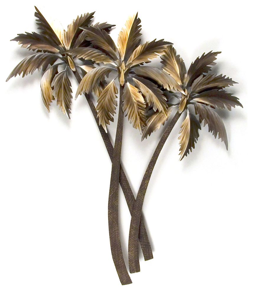 Coastal Home Decor 'palasari Palms Triple' – Sst Steel Beach Palm Trees Throughout Widely Used Palms Wall Art (View 5 of 15)