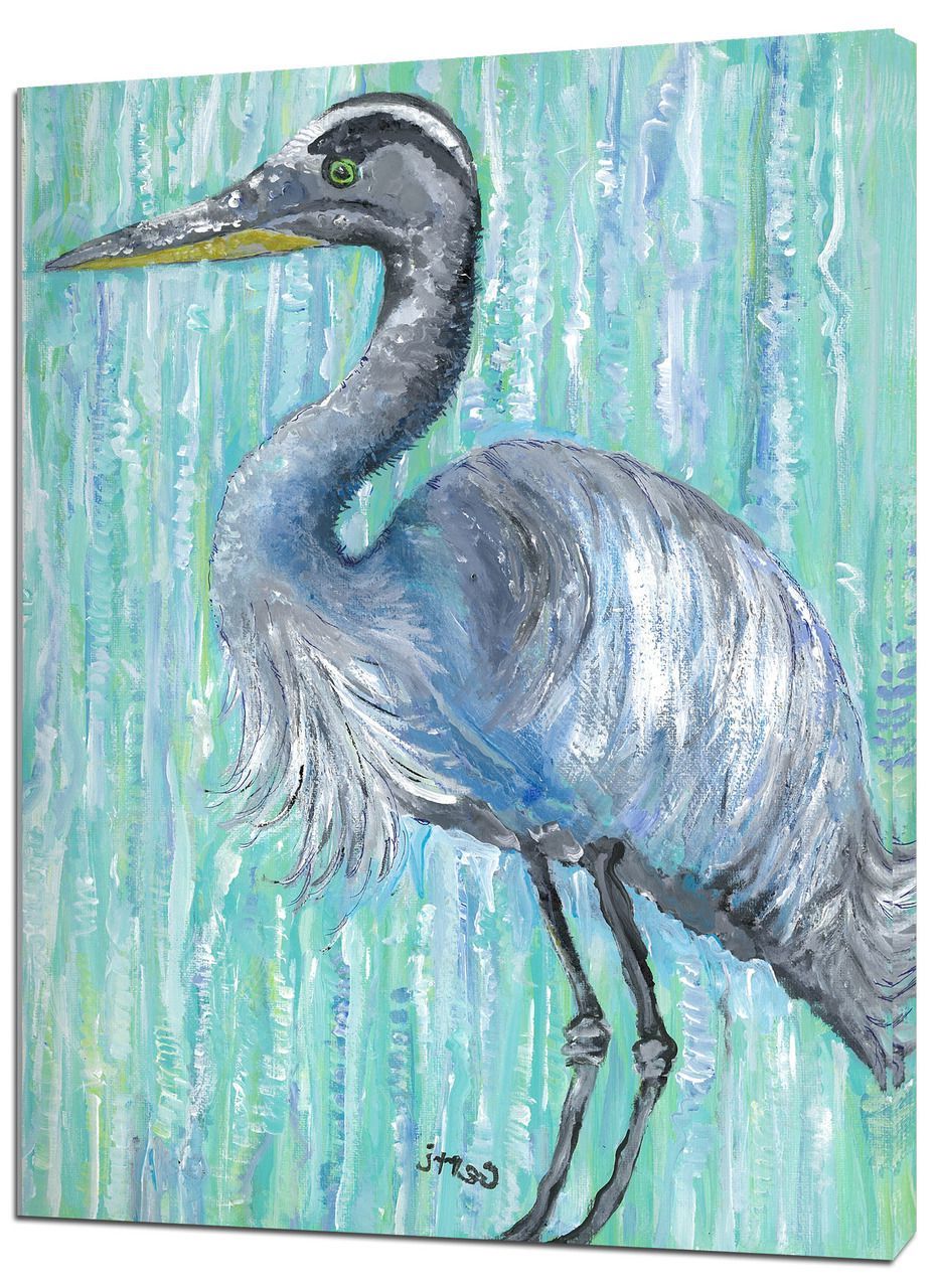 Coastal Painting, Bird Wall Art, Bird Art Intended For Heron Bird Wall Art (View 4 of 15)