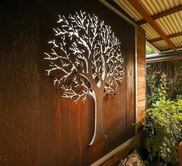 Corten Steel Laser Cut Tree Rustic Metal Wall Art Decor Suppliers And In Most Recently Released Legion Metal Wall Art (View 5 of 15)