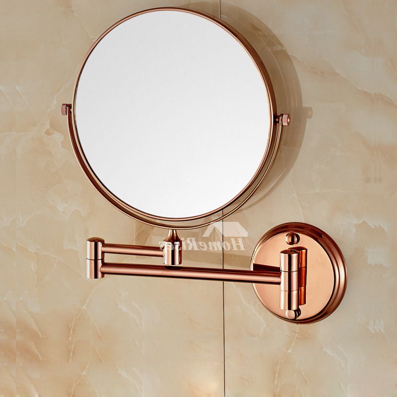 Current Adjustable Wall Mounted Makeup Mirror Brushed Brass Regarding Ceiling Hung Polished Brass Mirrors (View 12 of 15)