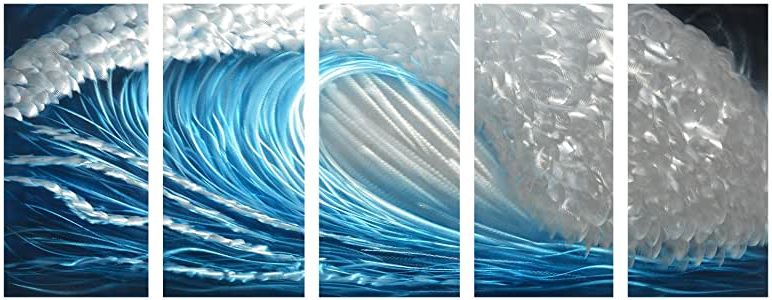 Current Amazon: Winpeak Art Blue Ocean Waves Aluminum Metal Wall Art Throughout Ocean Waves Metal Wall Art (View 12 of 15)