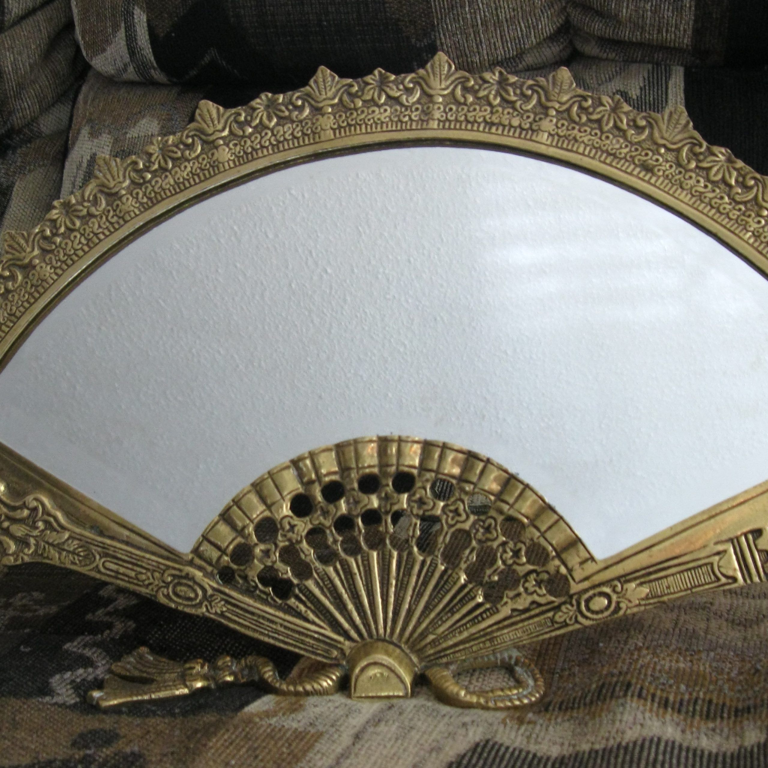Current Antique Victorian Solid Brass Fan Mirror Antique Appraisal (View 3 of 15)