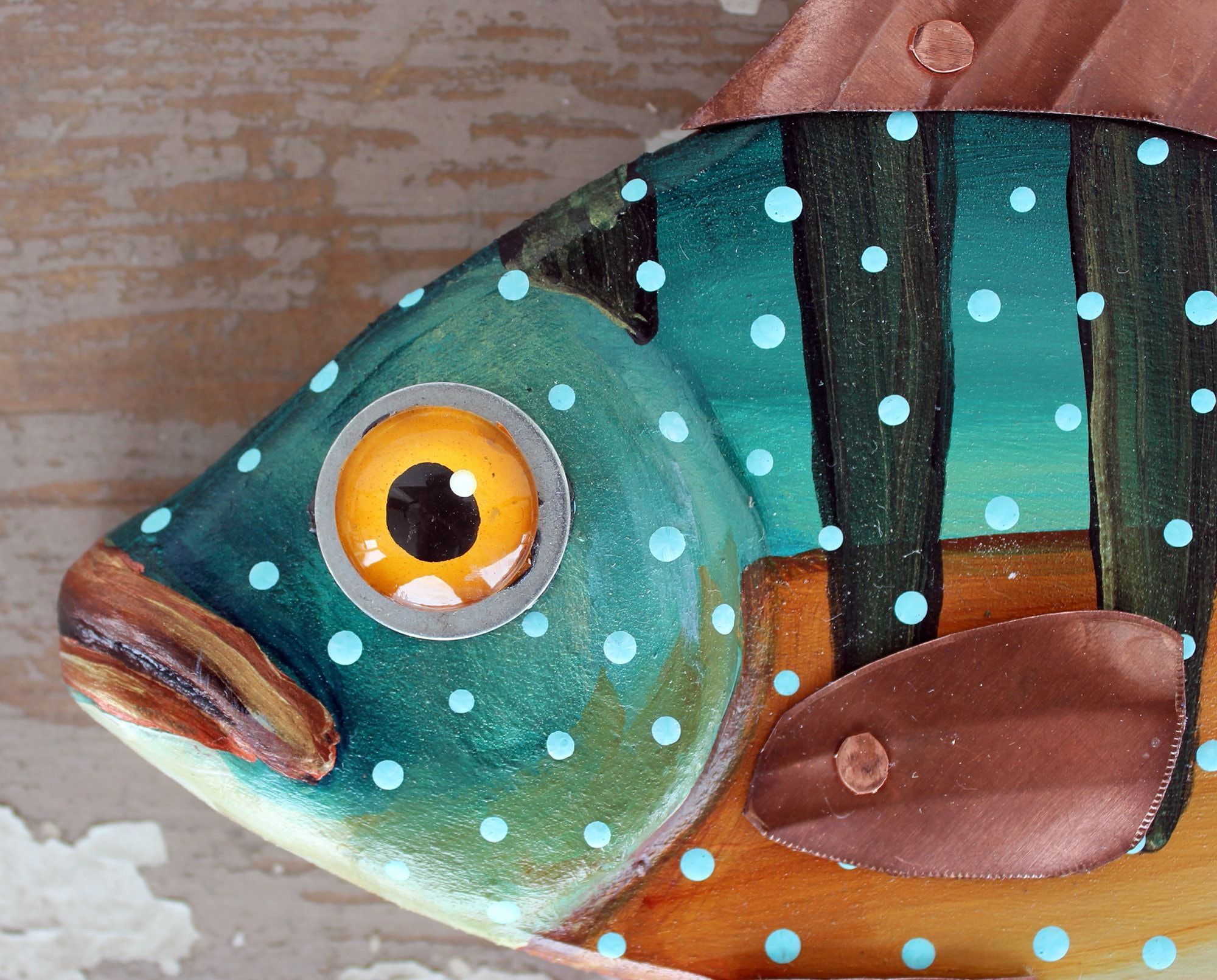 Current Fish Wall Art With Cece 10, Sunfish Minnow, Happy Hand Painted Wood Fish Wall Art,copper (View 8 of 15)