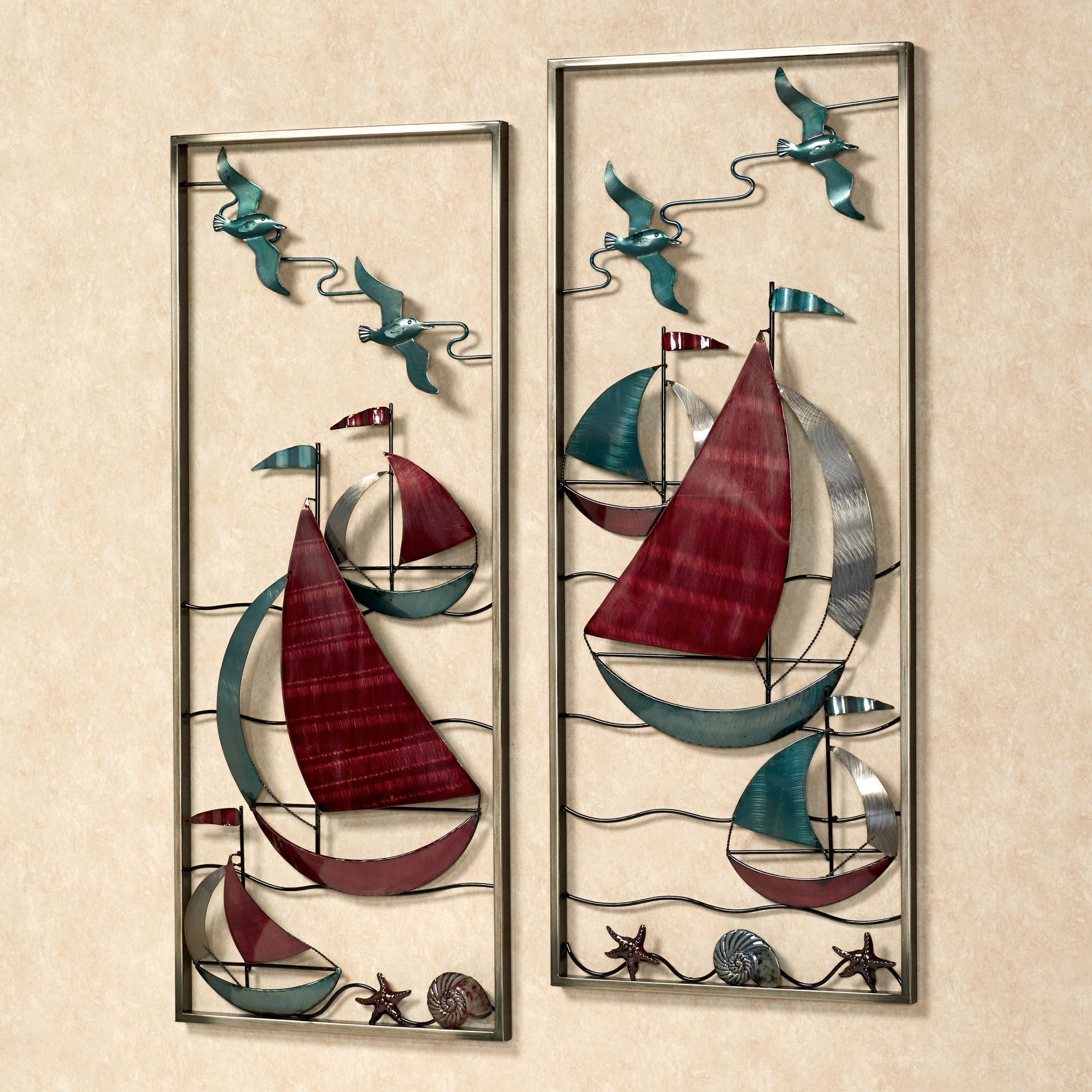Current Ocean Metal Wall Art Intended For With The Sea Metal Sailboat Wall Art Panel Set (View 10 of 15)