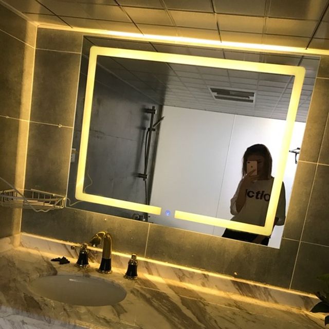 Current Transverse Warm Light Led Backlit Bathroom Mirror Square Wall Mount For Edge Lit Square Led Wall Mirrors (View 13 of 15)