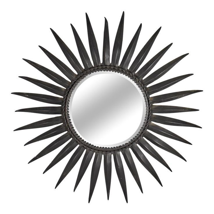Current Twisted Sunburst Metal Wall Art For French Mid Century Black Wrought Iron Tapered Ray Sunburst Wall Mirror (View 10 of 15)