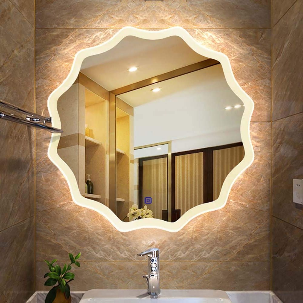 Edge Lit Led Wall Mirrors Intended For Preferred Bathroom Mirror Flower Edge Frameless Intelligent Led Light Glass (View 8 of 15)