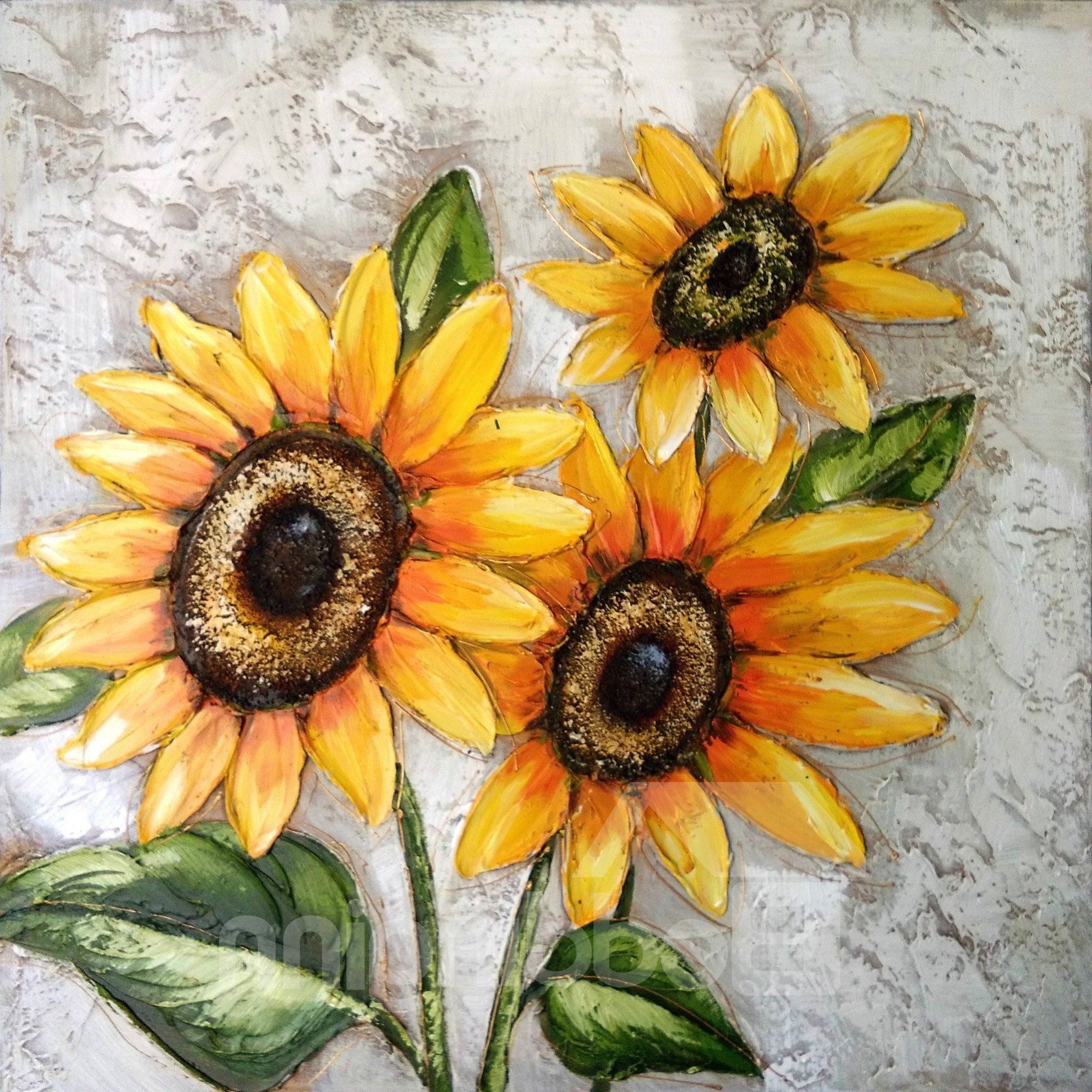 Famous Decorative Handmade Sunflowers Pattern Canvas Stretched None Framed In Sunflower Metal Framed Wall Art (View 2 of 15)