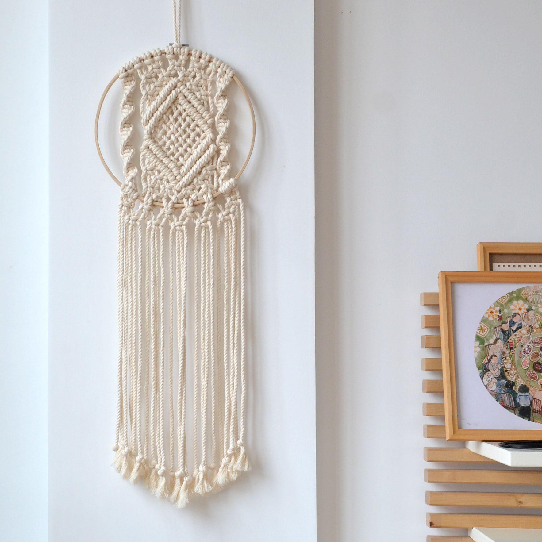 Famous Diameter 25cm Macrame Wall Hanging Decoration Wall Art Handmade In Lace Wall Art (View 4 of 15)