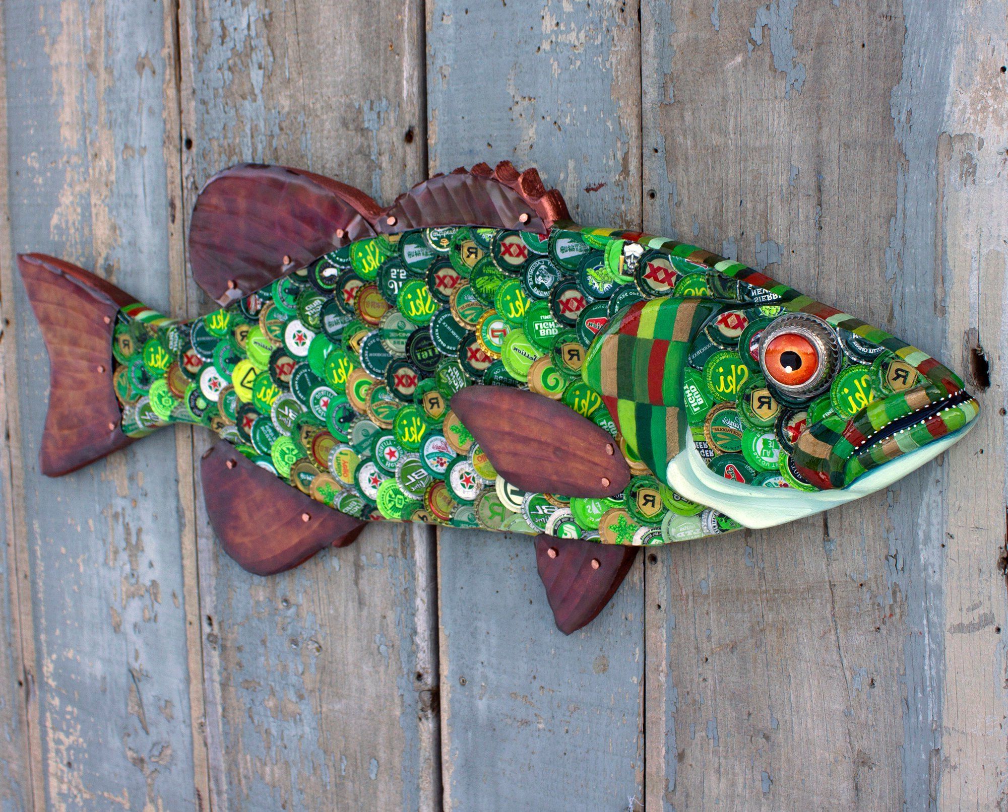 Famous Fish Wall Art With Bottlecap Fish (View 4 of 15)