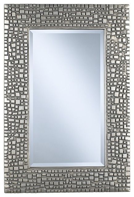 Famous High Wall Mirrors Intended For Contemporary Textured Relief 36" High Silver Wall Mirror – Contemporary (View 10 of 15)