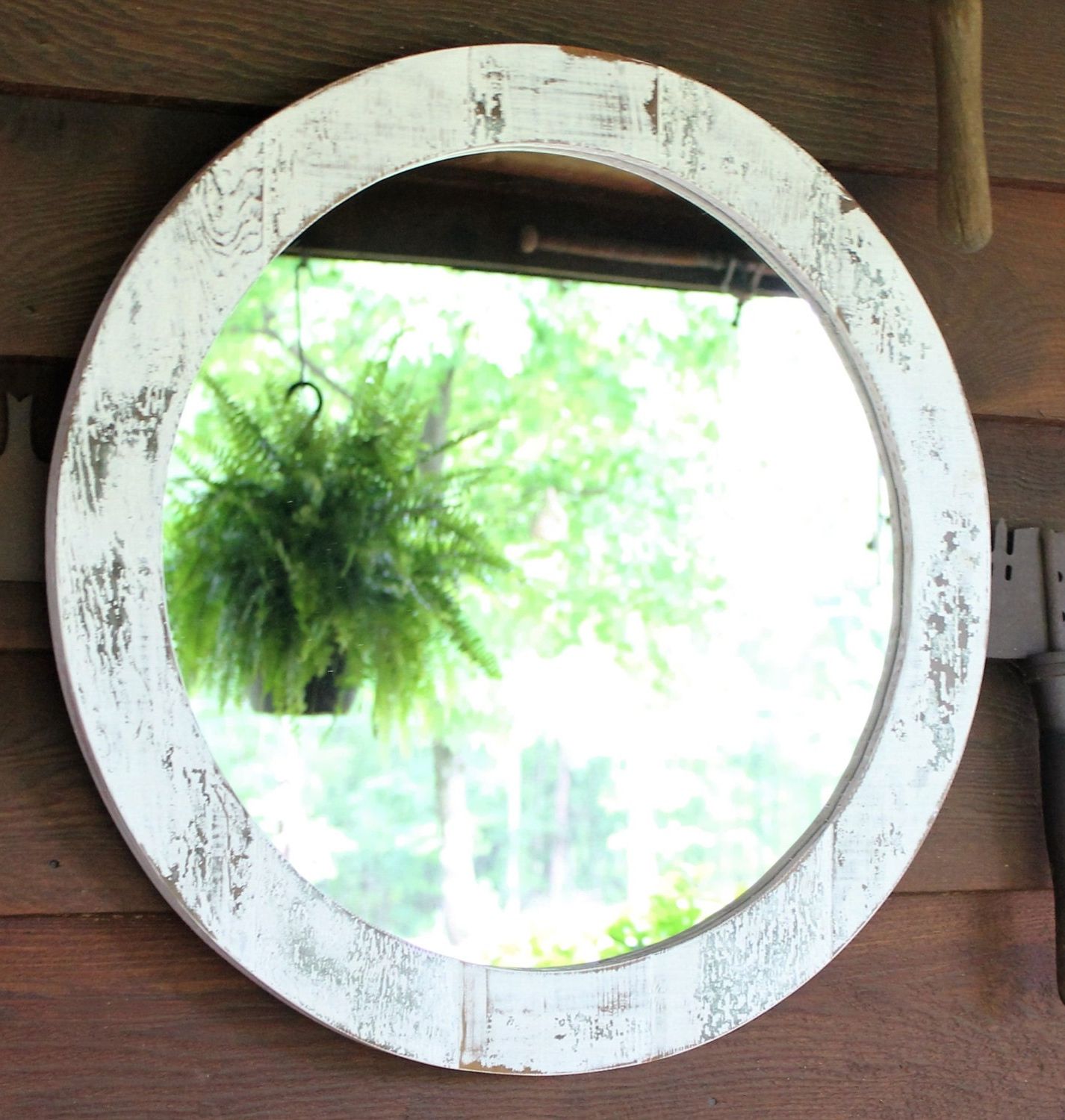 Famous Mirror Wood Mirror Rustic Round Mirrorweatheredboardllc For Rustic Black Round Oversized Mirrors (View 6 of 15)