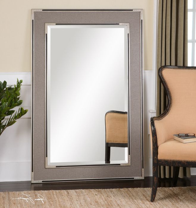 Famous Modern Oversized Wall Mirrors With Extra Large Oversized Gray Tan Wall Floor Mirror Xl 61" Dressing (View 15 of 15)