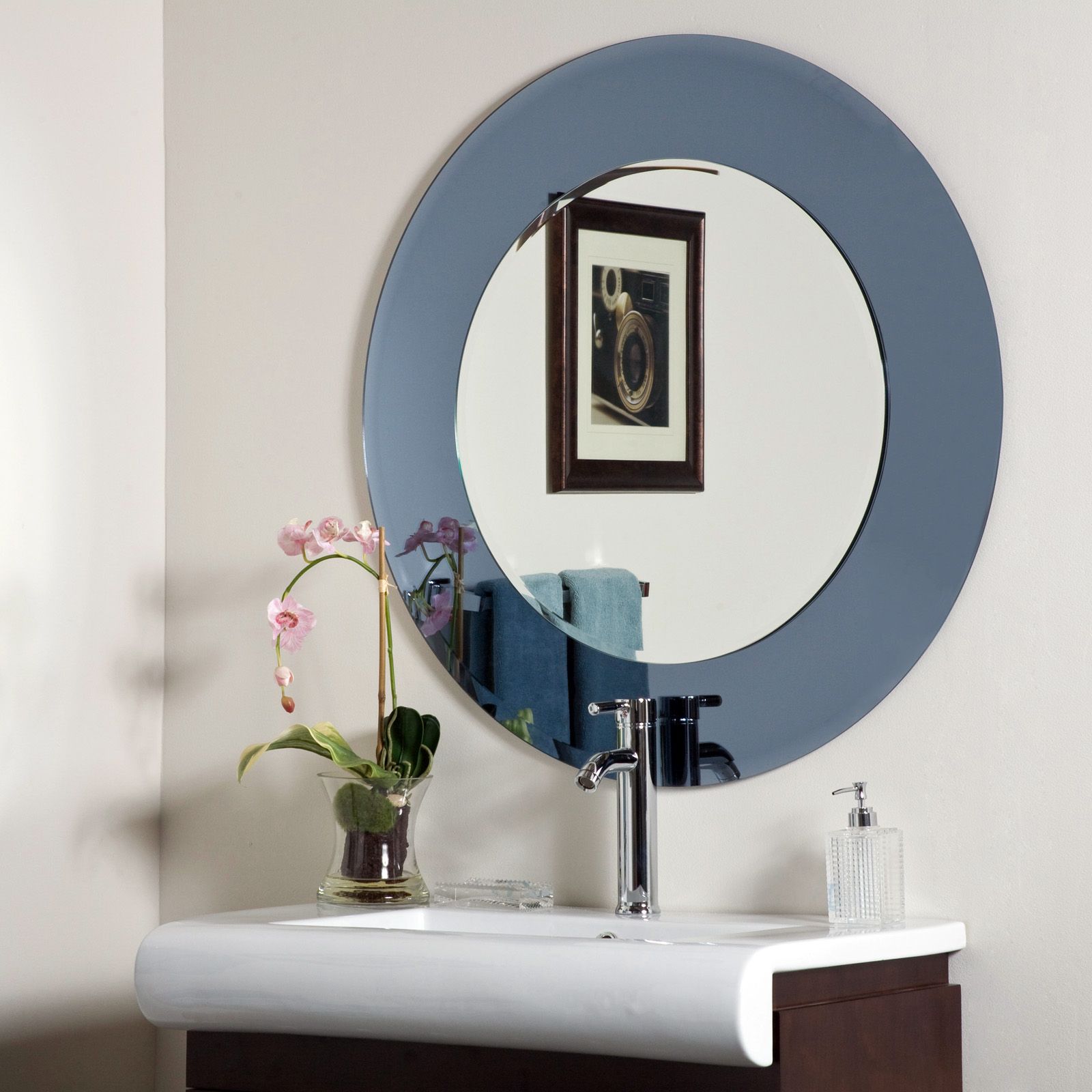 Famous Modern Oversized Wall Mirrors With Regard To Décor Wonderland Camilla Modern Frameless Bathroom Mirror – 35 Diam (View 7 of 15)