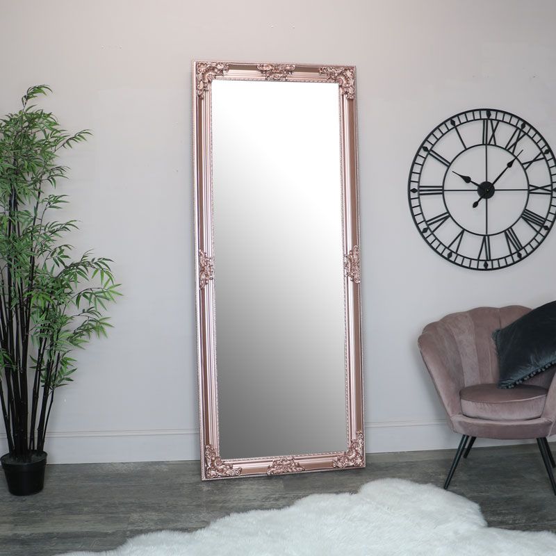 Famous Superior Full Length Floor Mirrors Inside Extra, Extra Large Ornate Rose Gold Pink Full Length Wall Floor Mirror (View 6 of 15)