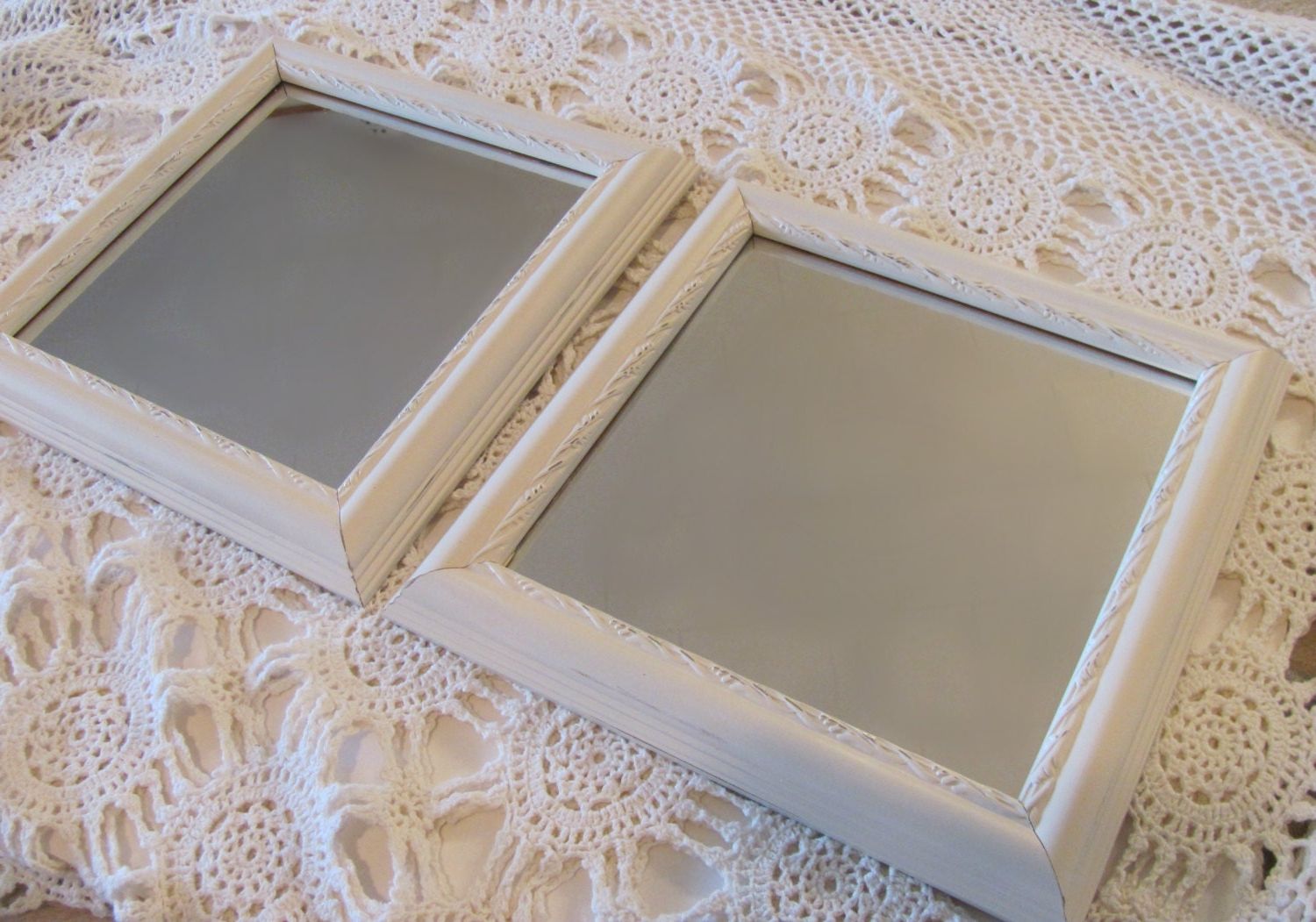 Famous White Square Wall Mirrors With Antique White Wall Mirrors Square Mirrors Cream Framed Pair (View 1 of 15)