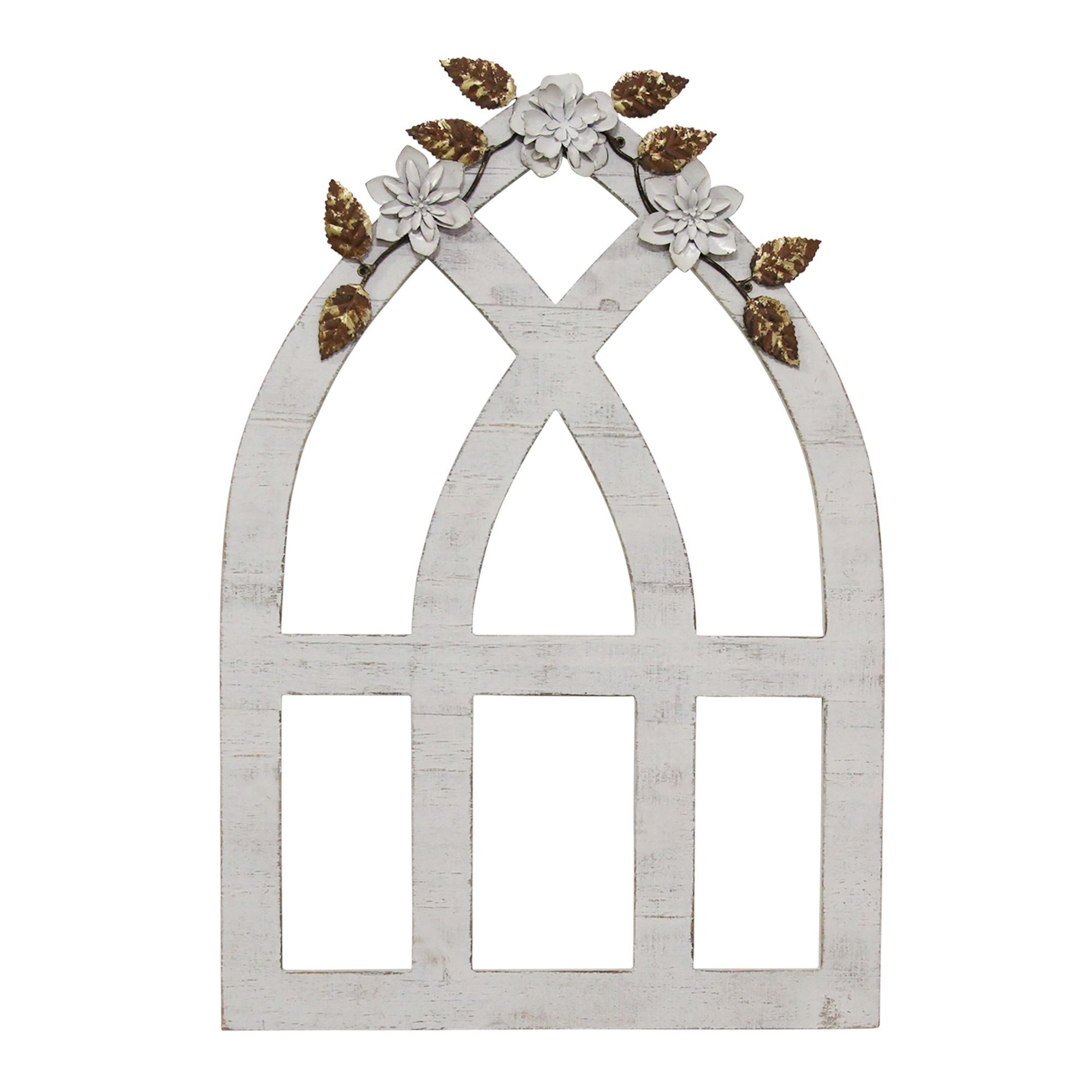 Fashionable Arched Metal Wall Art In Stratton Home Decor White Arch With Metal Flowers Wall Décor – Walmart (View 11 of 15)