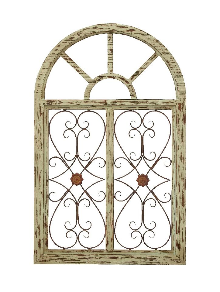 Fashionable Arched Metal Wall Art Intended For Victorian Gate Wood Wall Plaque Metal Distressed Beige Accent Decor (View 3 of 15)