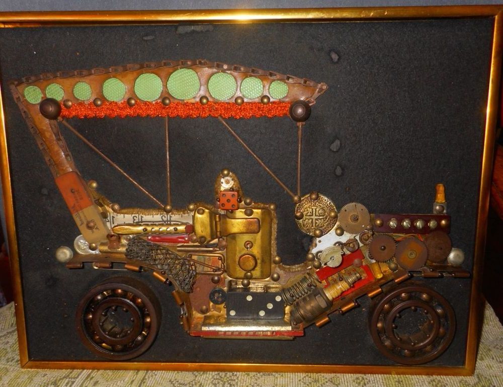 Fashionable Industrial Metal Wall Art Pertaining To Steampunk Industrial Wall Art 1909 Oldsmobile, Framed & Crafted On Wood (View 15 of 15)